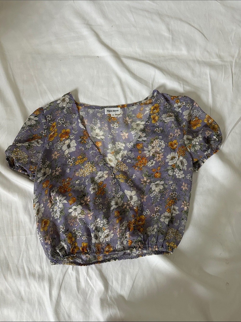 superdown Lavender Floral Crop Top